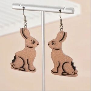 ❤️ FREE Chocolate Bunny Rabbit Easter Hipster Snack Funny Holiday Vaca Earrings
